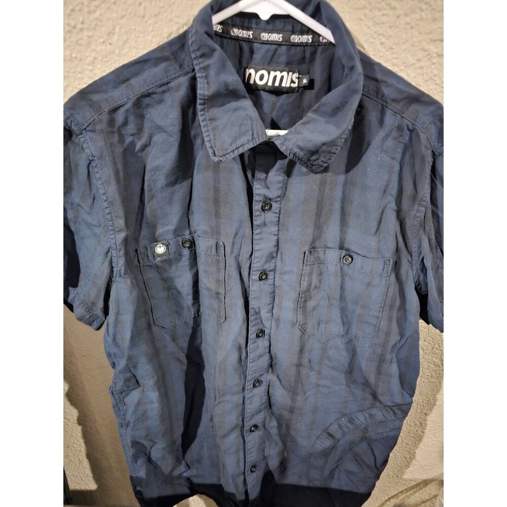 Nomis Black Plaid Button Down Shirt Men's XL Short Sleeve
